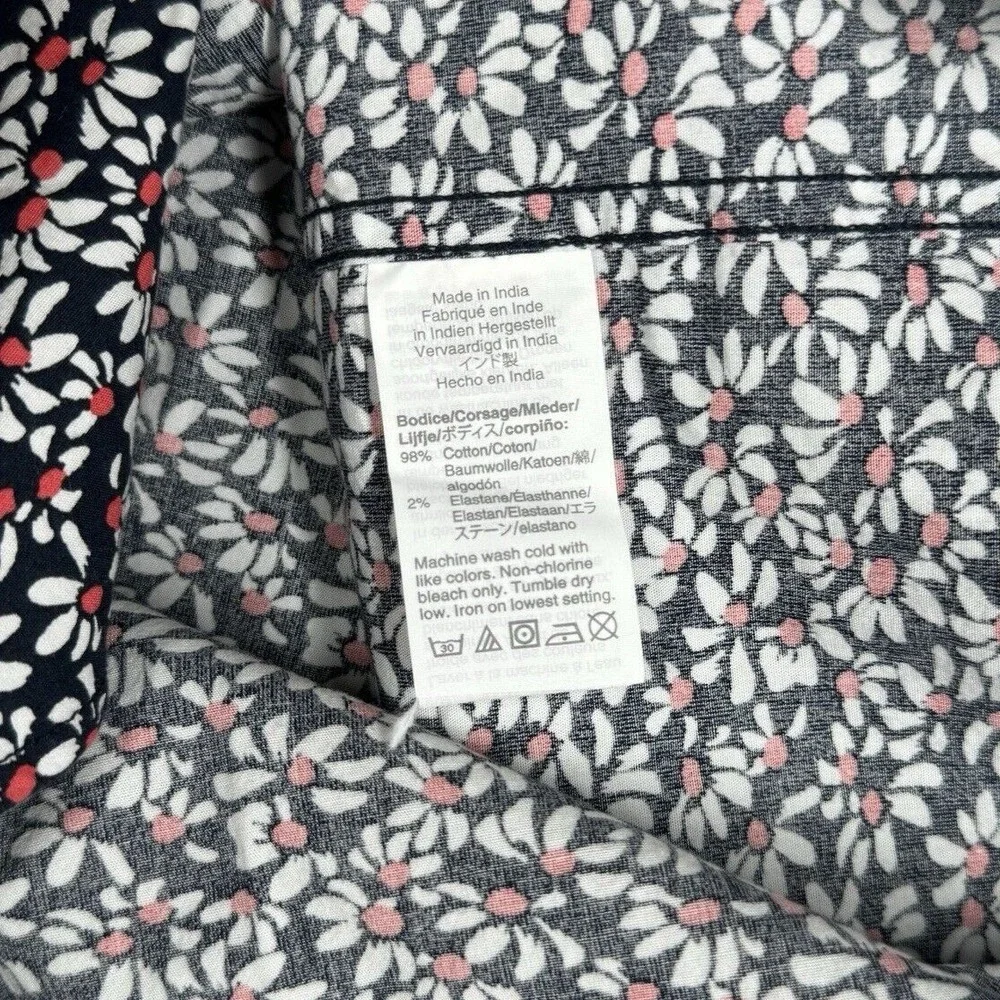 J.Crew Floral Shirt Mens Large Navy Slim Flex Washed Short‎ Sleeve Button Down